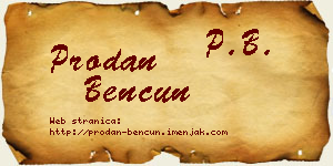 Prodan Bencun vizit kartica
